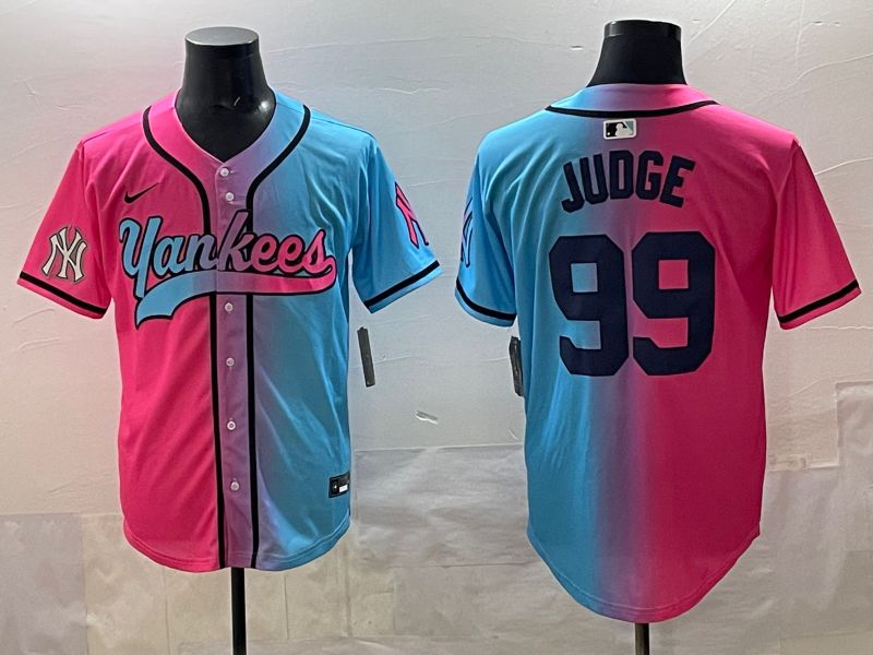Men New York Yankees 99 Judge Blue pink Game 2025 Nike MLB Jersey style 007